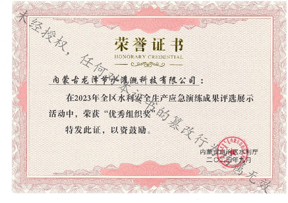 優秀組織獎證書